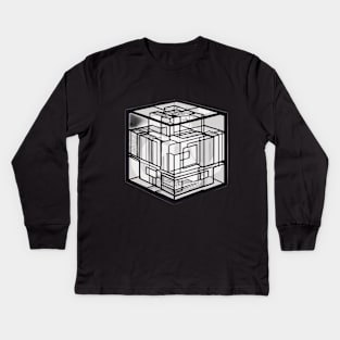 Rubic Cube Monochromatic Shadow Silhouette Anime Style Collection No. 384 Kids Long Sleeve T-Shirt